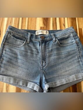 Abercrombie & Fitch High-Rise Light Blue Denim Shorts